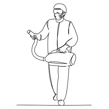 recommend clip art: One continuous single drawing line art flat doodle man, safety, suit, chemical, protective. Isolated image hand draw contour on a white background
                    