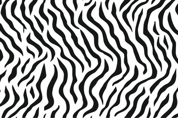 Zebra print pattern vector. Zebra stripes pattern, animal skin texture, abstract black stripes pattern. Hand drawn vector illustration.