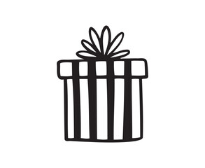 Hand drawn gift box isolated doodle outline. Present box
