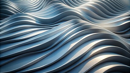 Abstraction undulates across gray background with soft cool-toned lighting emphasizing fluidity and depth in calm setting.