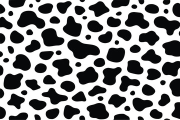 Abstract cow skin texture or cow print pattern vector. Black and white animal print, repeat pattern design.