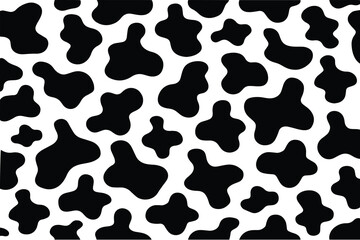 Abstract cow skin texture or cow print pattern vector. Black and white animal print, repeat pattern design.