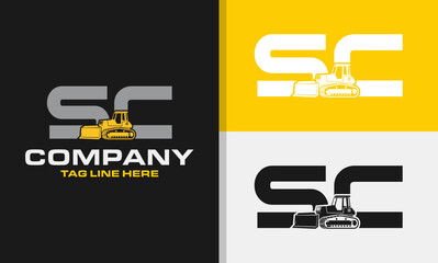 The Bulldozer Letter SC Logo Design