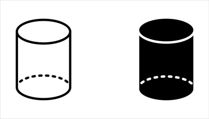 Volumetric basic geometric shapes linear icon set on white background