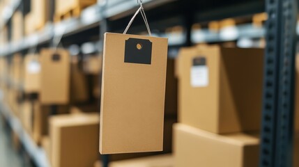 Warehouse Logistics: Cardboard Boxes on Shelves