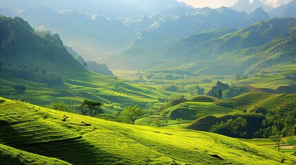 Fototapeta premium Gorgeous Natural Landscape Scenery Background: A Captivating Visual Feast. Discover the Tranquility and Beauty.