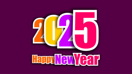 Text effect illustration for Happy new year 2025 greeting or wish.
