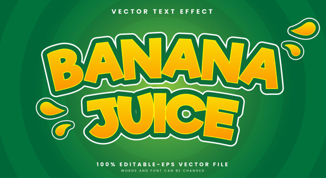 Banana  Juice 3d editable text effect template suitable for Tropical fruit theme