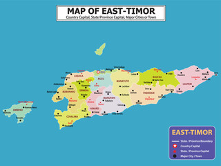 Naklejka premium Geography Political map. Political map of country with capital, province or state capital, major cities and town.