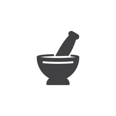Mortar with a pestle vector icon