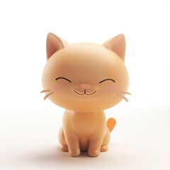 Naklejka premium Cute cat in 3D style on a white background 