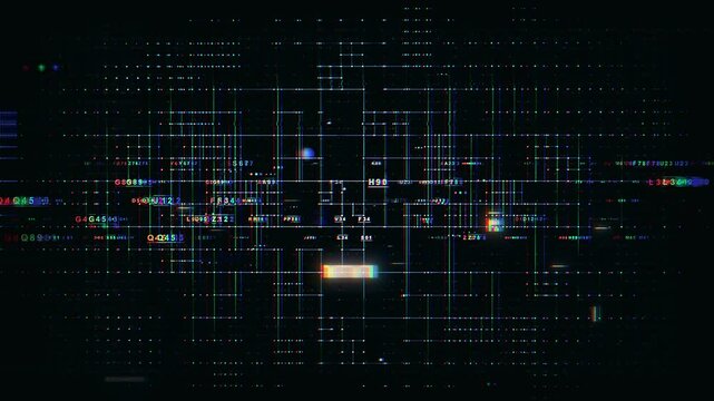 Techno Cyberpunk Circuit Connection, Noise Glitch Screen, Technology Background