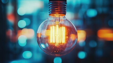 A glowing fluorescent lamp in focus, symbolizing the light of creativity and innovative thinking during problem-solving.