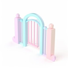 Gate in 3D style on a white background
