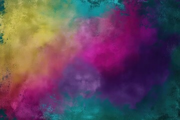 Fototapeta premium Grunge Textured Backdrop with Enchanting Rainbow Gradient in Vibrant Teal, Violet, Yellow, and Magenta