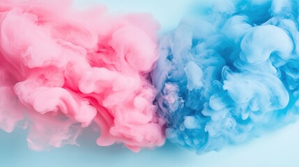 Fototapeta premium The captivating swirl of pink and blue smoke intertwines, creating a dynamic and colorful atmosphere bursting with energy