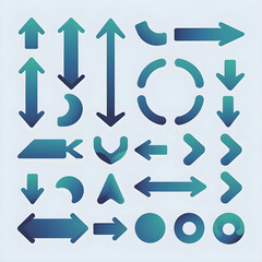 .Big set of chalk pencil, brush stroke arrows. Template grunge texture chalk pointers, hand drawn black shapes of different sizes. Collection of rough charcoal arrows