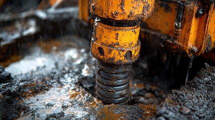 close up of well drilling rig boring dowin into the earth