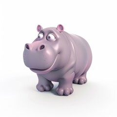 Fototapeta premium Hippopotamus In 3D style on a white background 