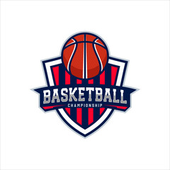 Basketball club logo. Basketball club emblem, design template on dark background