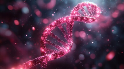 A vibrant DNA double helix structure in a cosmic background.