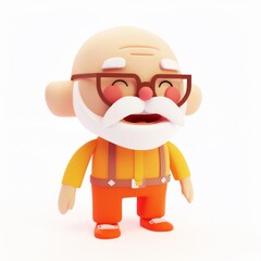 Fototapeta premium Old man in 3D style on a white background 