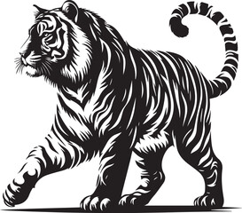 silhouette of clean vector of tiger isolated