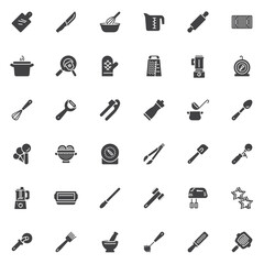 Kitchen utensils vector icons set