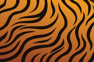 Tiger print pattern vector. Abstract tiger stripes pattern on orange gradient background. Vector illustration