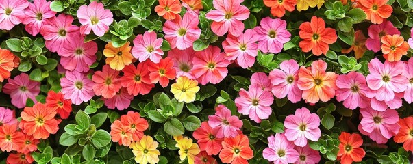 Naklejka premium Vibrant Flower Garden Close-Up Illustration