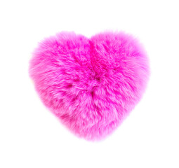 Fluffy pink pom-pom in the shape of a heart
