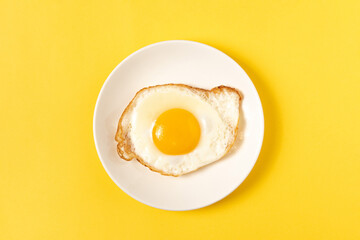 fried egg isolated on yellow background