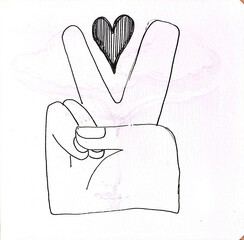 hand drawing heart with a hand free