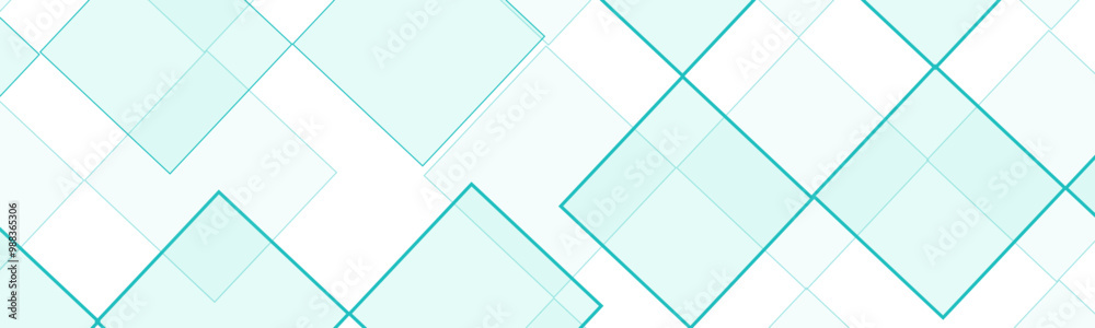 Poster Abstract Geometric Diamond Pattern in Soft Cyan Tones - Modern Vector Background Design for Web, Print. Minimal tech lines and white light blue modern seamless square shape