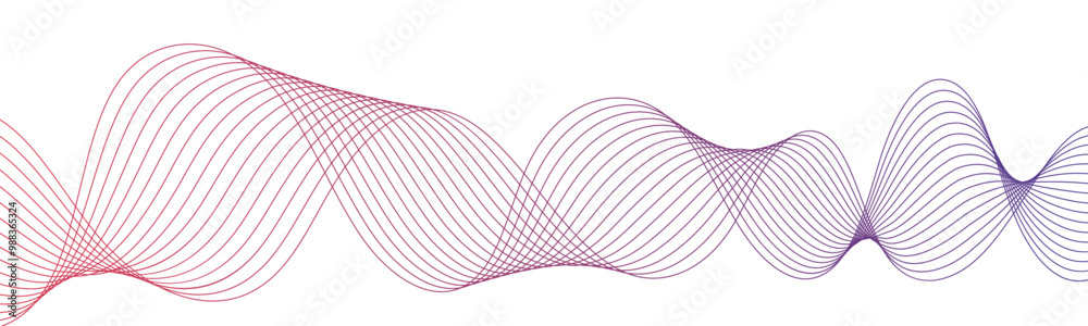 Poster Abstract wave thin curved lines graphic for design. Element for design isolated on white. Concept technology ai graphics modern pattern. Background lines wave stripe design.