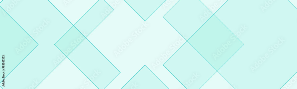 Poster Abstract Geometric Diamond Pattern in Soft Cyan Tones - Modern Vector Background Design for Web, Print. Minimal tech lines and white light blue modern seamless square shape