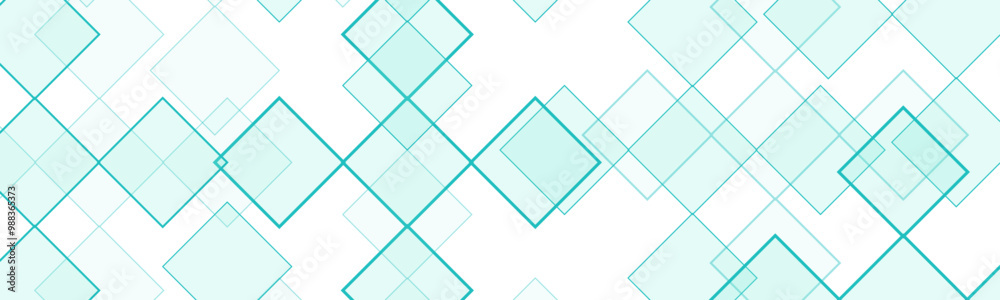 Fototapete Abstract Geometric Diamond Pattern in Soft Cyan Tones - Modern Vector Background Design for Web, Print. Minimal tech lines and white light blue modern seamless square shape
