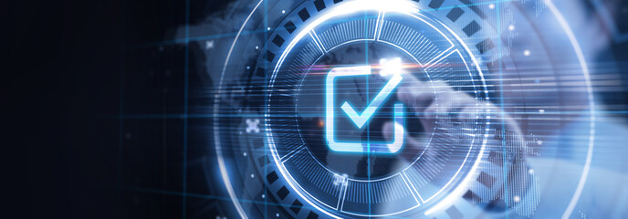 Standard quality control. Certification. Business, technology, internet and networking concept.