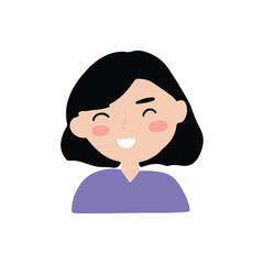 Kawaii expression face woman. Various faces and hairstyles. Funny characters. Avatar, cute comic style. Hand drawn vector illustrations.