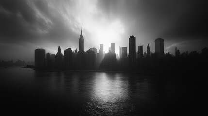 An ultra realistic photo of the new york city skyline
