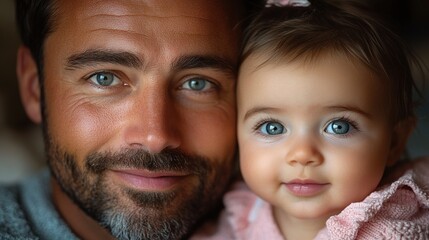 father with baby girl at home