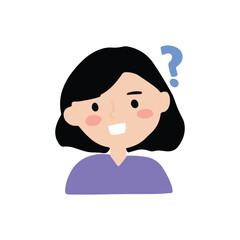 Kawaii expression face woman. Various faces and hairstyles. Funny characters. Avatar, cute comic style. Hand drawn vector illustrations.