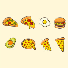 set of collection fast food for clipart, elements or sticker