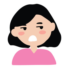 Kawaii expression face woman. Various faces and hairstyles. Funny characters. Avatar, cute comic style. Hand drawn vector illustrations.
