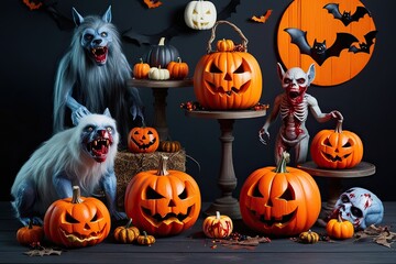 Spooky Halloween Decor Ideas with Bats Creepy Creatures and Gory Pumpkins