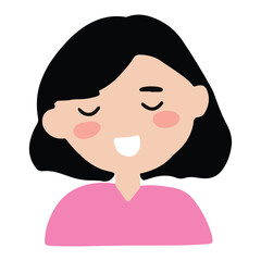 Kawaii expression face woman. Various faces and hairstyles. Funny characters. Avatar, cute comic style. Hand drawn vector illustrations.
