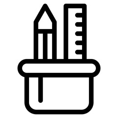 Vector Icon for Holder, pencil, pen, stationary, scale