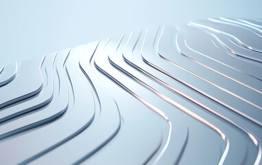 Fototapeta premium Futuristic mechanical line art on light blue background, abstract machinery resembling a high-tech semiconductor device, clean lines, intricate circuit-like patterns, sleek tech aesthetic