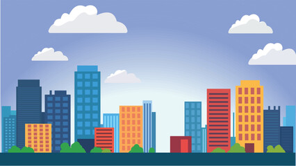 Highway Street with Skyscrapers City Building Cityscape Landscape in Bright Day