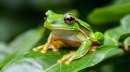 Obraz premium frog on a leaf, very colorful